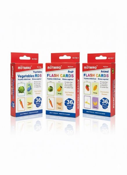 Vegetable, Fruit &amp; Animal 3-Pack Flash Card Learning Bundle (36x3)