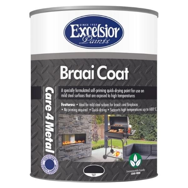 Excelsior - Braai Coat for Braais and Fire places - High Temp - 5L (Black)