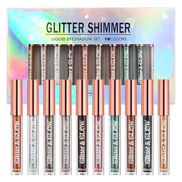 Liquid Glitter Eyeshadow Set,Metallic Glitter Shimmer Naked Smokey Eye Look