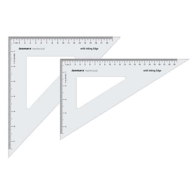 Isomars Technical Set Squares - Set of 2 - 45 , 60