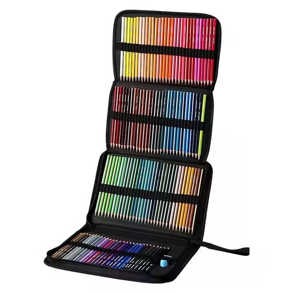 120 Set Premium Coloured Colouring Pencils Black Zip Folder Bag Gift Star