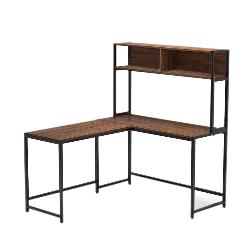 Anchor Lshaped Desk with Shelves for Study Home Office with Metal Legs
