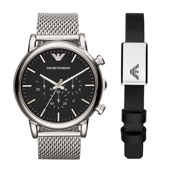 Armani Men Silver Stainless Steel Watch-AR80062SET