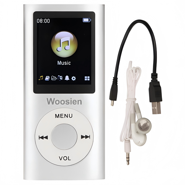 Woosien MP3 Player Stylish Lossless Sound Slim 1.8 Inch LCD Screen
