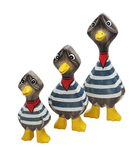 Ducks Wooden Set Of Three Ornament Sailors - Size 12cm, 15cm, 20cm