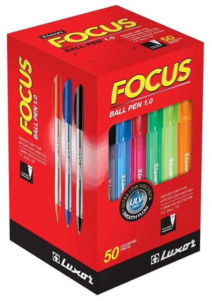 Luxor Focus Icy Ball Pen 1.0mm Black (Box 50's)