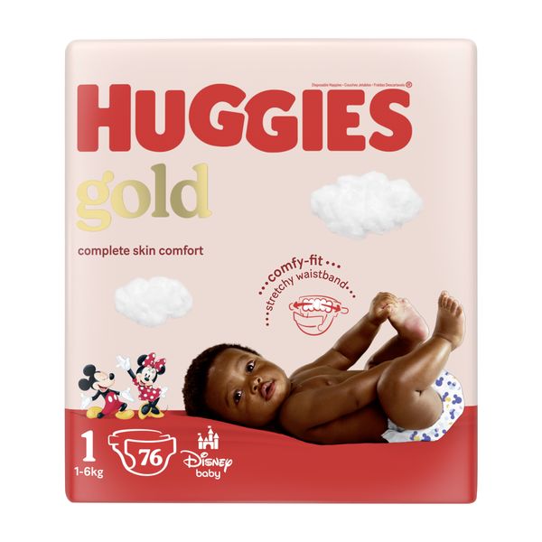 Huggies Gold - Size 1 New Baby (1-6kg) - 76 Nappies Value Pack