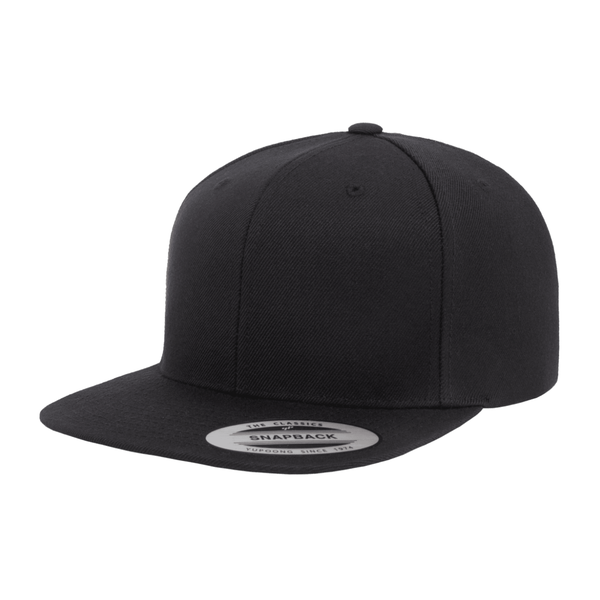 YP Classics Black Flat Peak Snapback Adjustable Cap