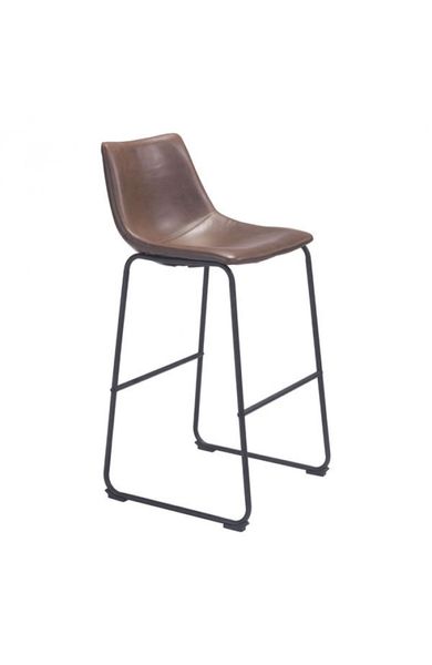 Vintage Leather Bar Stool - Brown