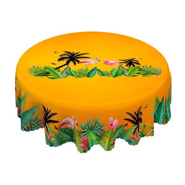 Tropical Sunset Flamingo Orange Tablecloth For Summer Patio Parties