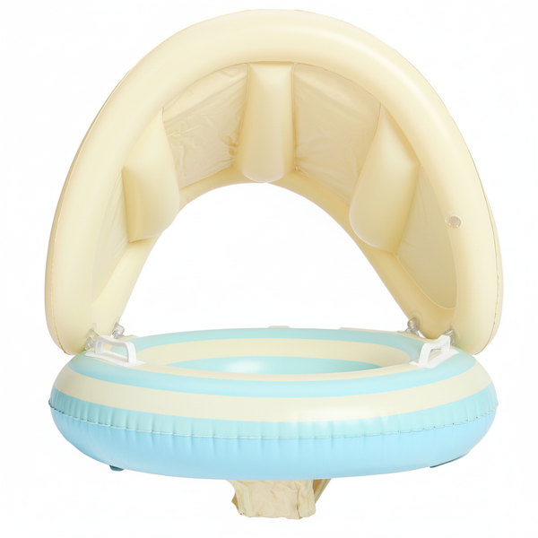 Swimming Ring With Sunshade For Ages 1-4 - Blue And Yellow