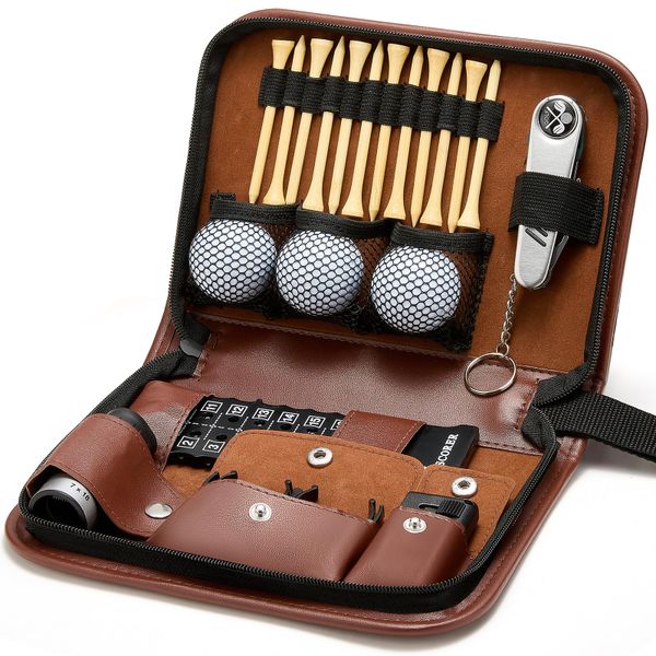 Multi-Functional PU Leather Golf Tool Storage Bag (Only Bag)