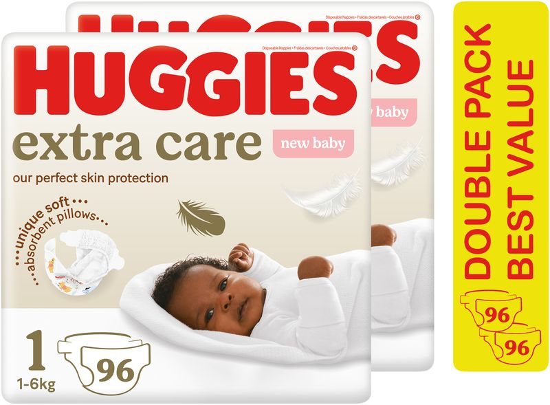 Huggies Extra Care - Size 1 New Baby (Up to 6kg) - 192's Mega Pack