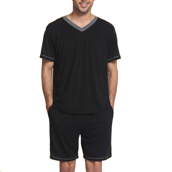 Men's Summer Pajama Set Breathable Short Sleeve 2-Piece PJs with Pockets