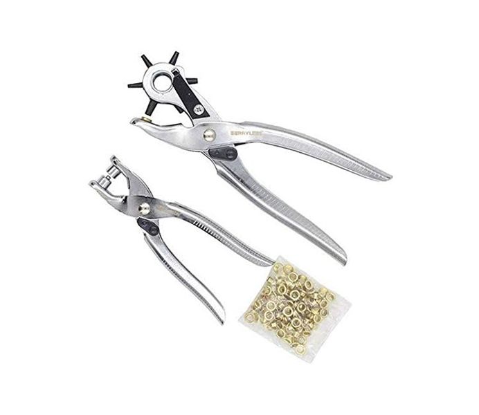 3PC Silver Rotary Leather Punch Hole Eyelet Tool Kit