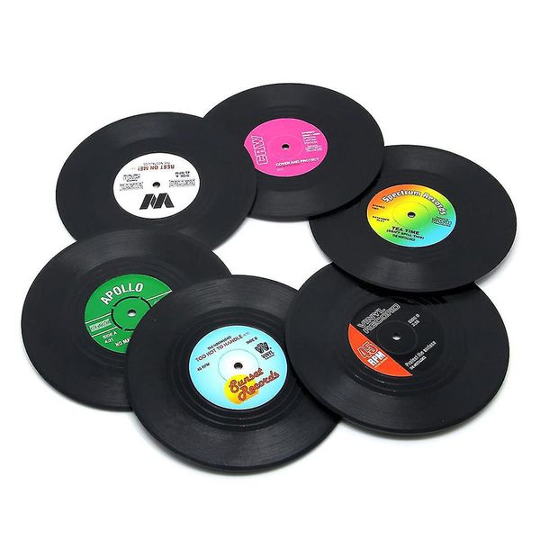 Vintage Retro Vinyl Record Coasters -6 Pack