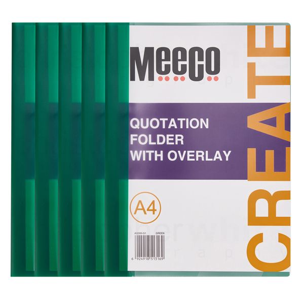 Pack Meeco Quotation Folder with Overlay Green 5 Pack