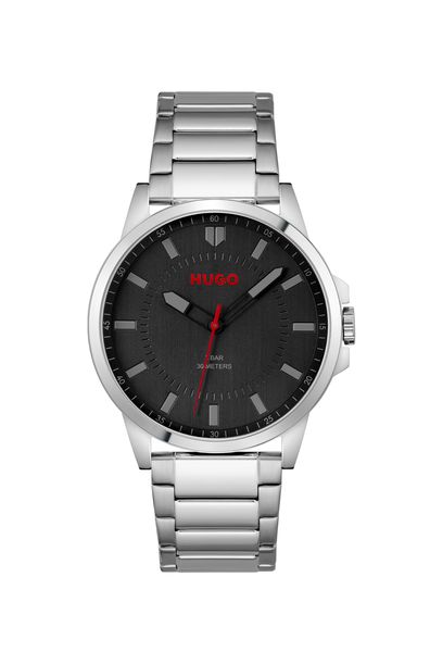 Hugo Watch - 43mm Stainless Steel Case &amp; Bracelet, Black Dial