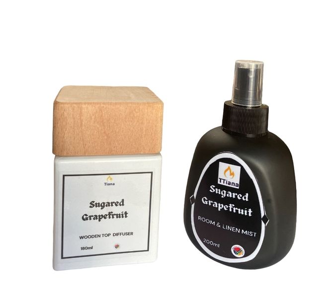 TTiana Wooden Top Sugared Grapefruit - 180ml and Room / Linen Mist - 200ml
