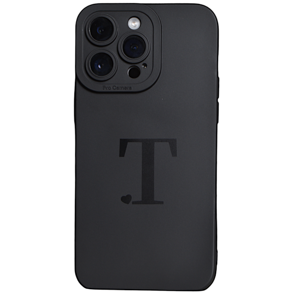 Black - Phone Case with Shiny Initial T &amp; Pro Cam - Iphone 14 Pro Max