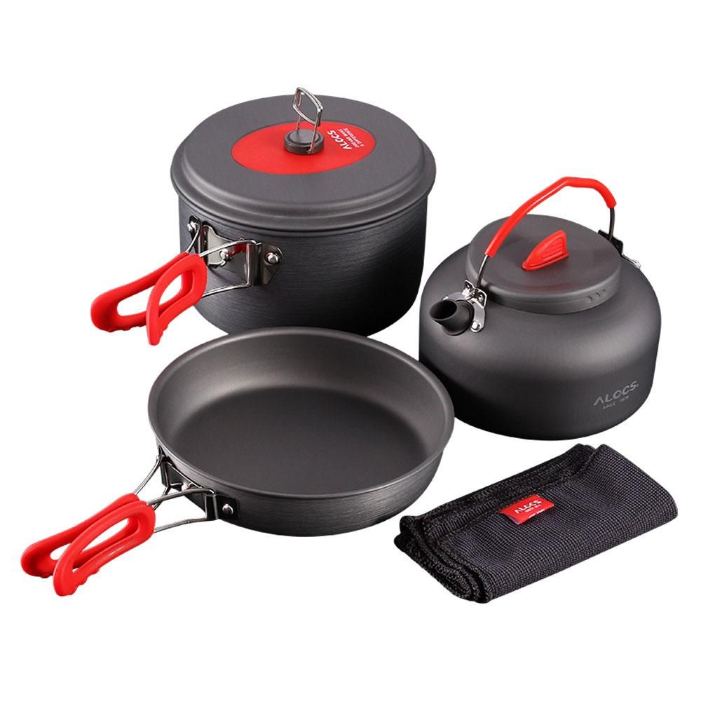 Alocs Compact Outdoor Cookware Set with Kettle 3 Piece Buy Online in