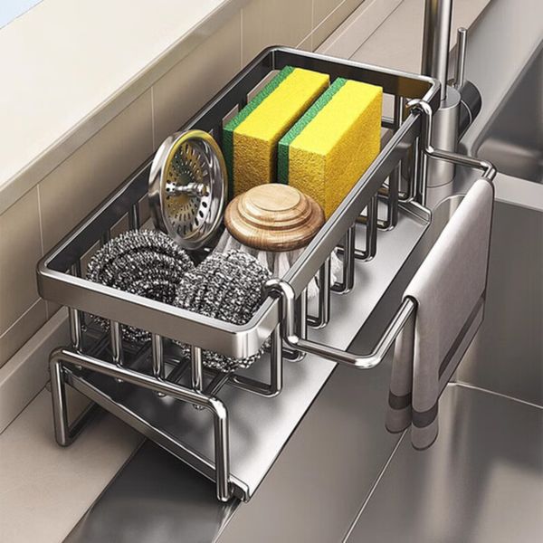 Kitchen Draining Rack Cloth Faucet Dishwashing Sink Utensil Storage
