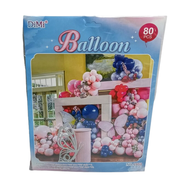 No 1051 - Multi Colour Party Balloon Pack - 80 Pieces