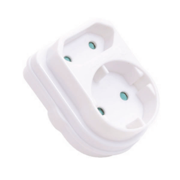 SGA-1R+1X5A Schuko Round EU &amp; EU 5A 2 Pin Plug Adapter