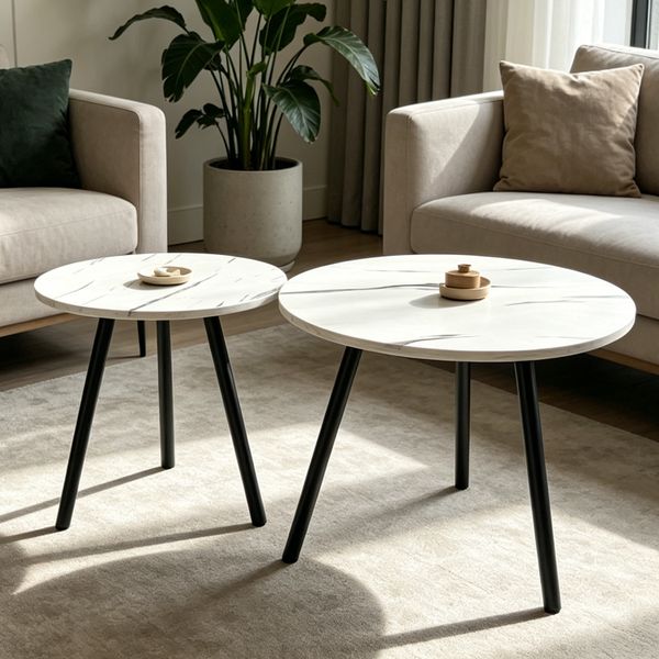 Coffee Table 2 Round Side Table Melamine Patio Office End Table