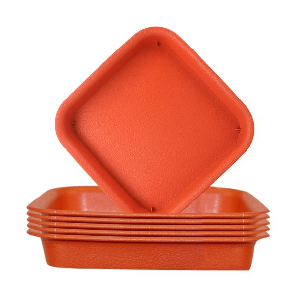 6 Pack Brick Red Square Resin Trays 22.5CM