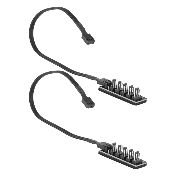 PWM Fan Hub Splitter, 4 Pin Black Sleeved 5 Way PC CPU Cooling Case