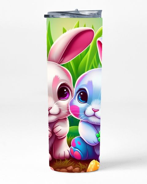 Two Little Bunnies 20oz Insulated Skinny Tumbler Sublimation With Straw 013