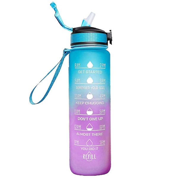 Water Bottle with Various Motivational Quote and Time Marker
