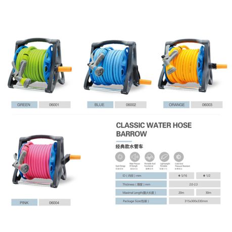 Garden Hose Reel Portable Hose Pipe Reel with 20M / 65 Feet Hosepipes,  Adjustable Spray Nozzle, Compact and Lightweight for Watering Garden Pots