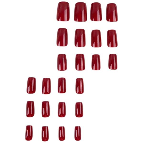 24 Piece - High-Gloss Square Press-On With Application Tools - Cherry Red