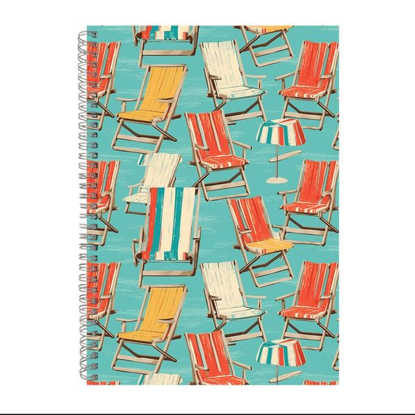 Sun Chair A4 Notebook Pad Lines for Ocean Lovers Trendy Graphic Present 038