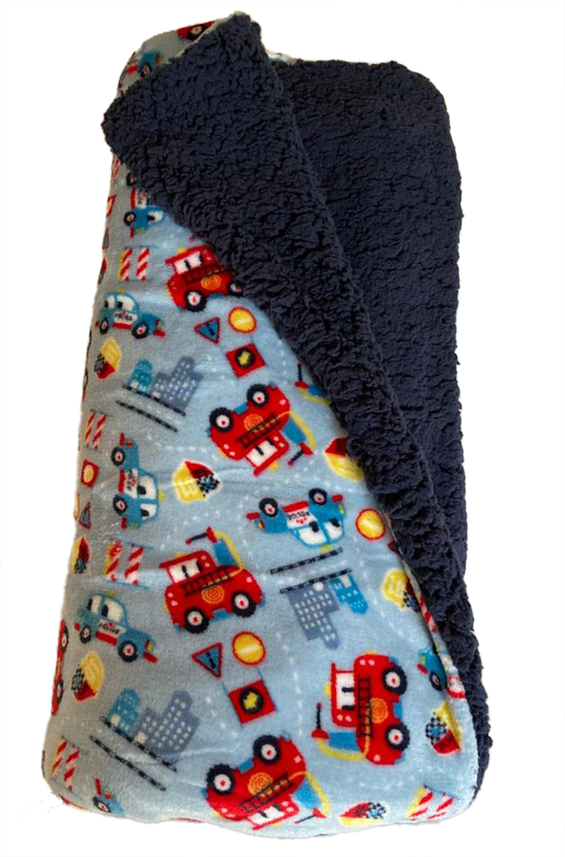 Sherpa lined Mongolian fleece toddler/baby blanket Boys Buy Online