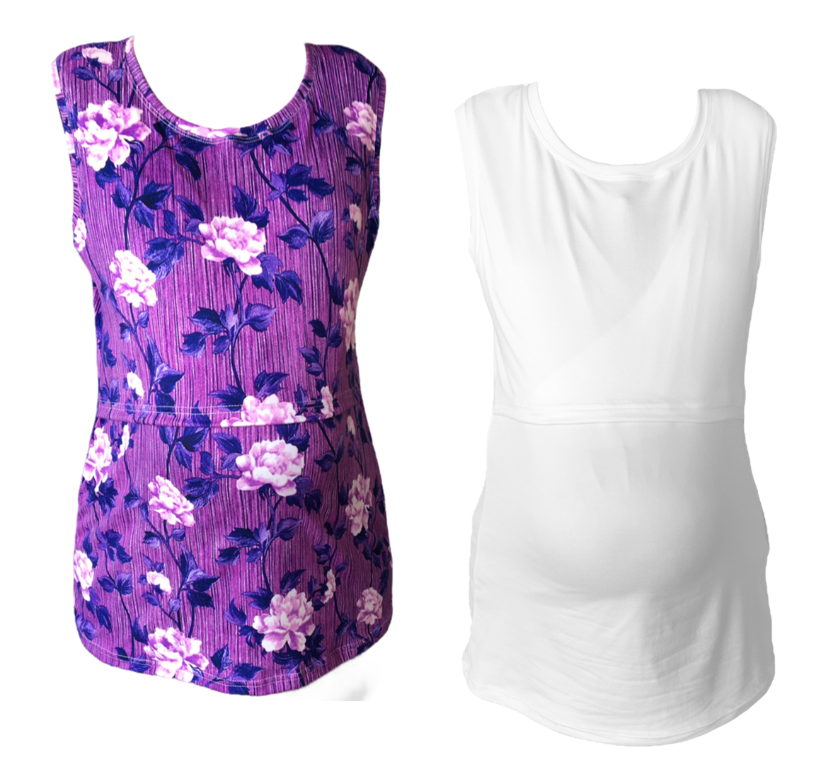 Maternity & Breastfeeding Tank Top 2 PackPurple Floral & White Shop