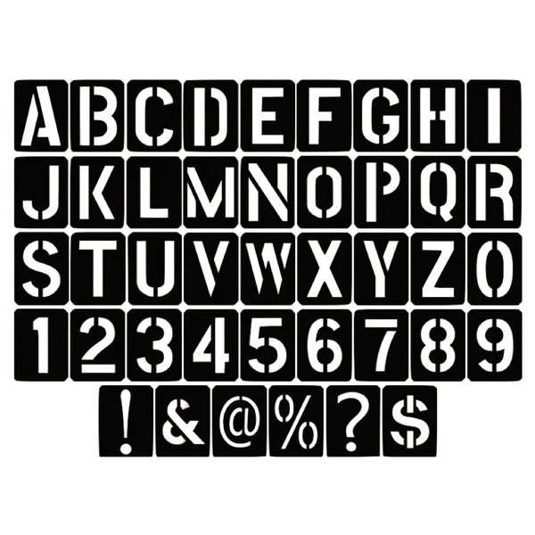 Craft DIY 42pc Large Calligraphy Alphabet &amp; Symbol Stencils (10cm)