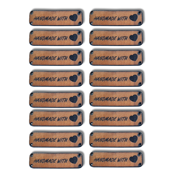 Pack of 16 Genuine Leather Tags - Handmade Veg-Tanned, Sew-On Labels