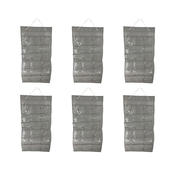 6 Piece Of 39 x 76cm 18 Pockets PEVA Bathroom Hanging Bags DP-151