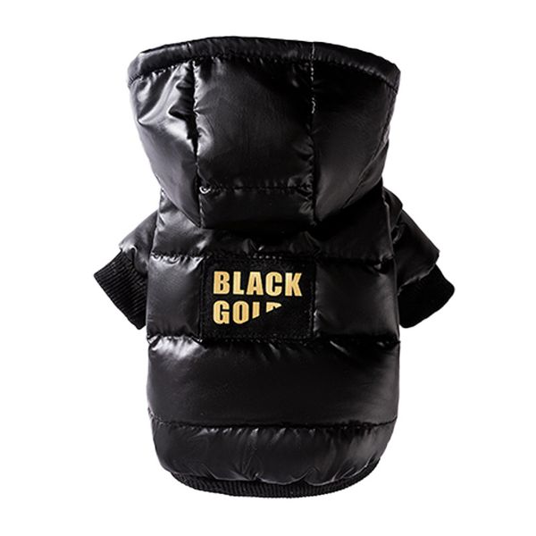 Thickened Warm Black Gold Hooded Pet Down Jacket