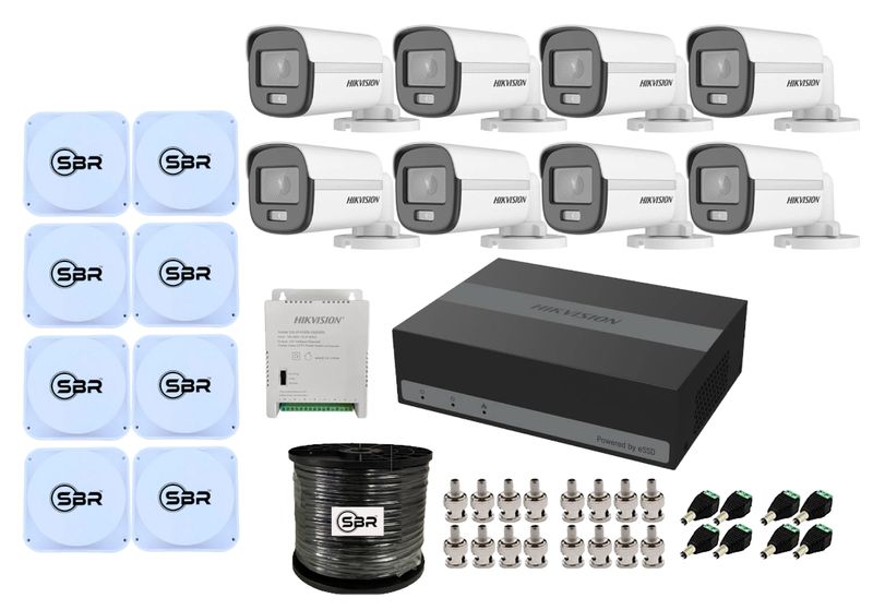 Hikvision 8CH eDVR ColorVu Smart Hybrid Light Kit with 512GB New SBR Bundle