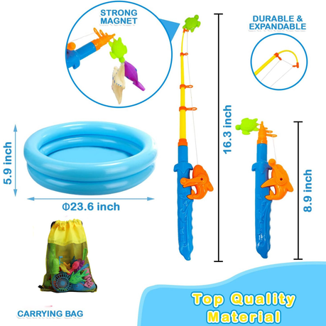 46 Pieces Magnetic Fishing Water Toy With Magnet Pole, Pool Party