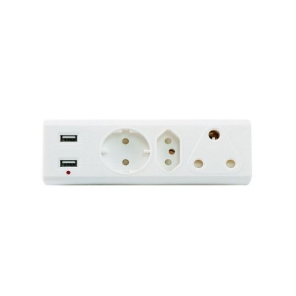 3 Way Multiplug with 2 USB Charging Slots
