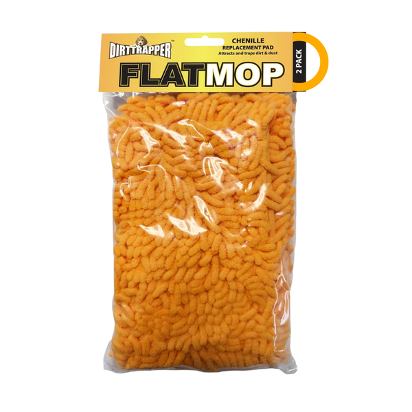 2-Pack Dirttrapper Chenille Flat Mop Pads, Washable &amp; Reusable