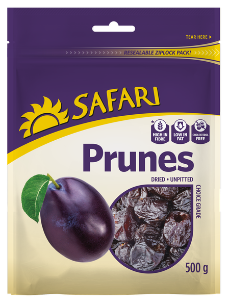 Safari Dried Unpitted Prunes 500g