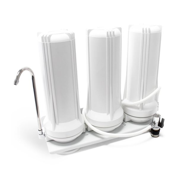 Triple Stage Countertop Water Purifier Filter System - With Cartridges
