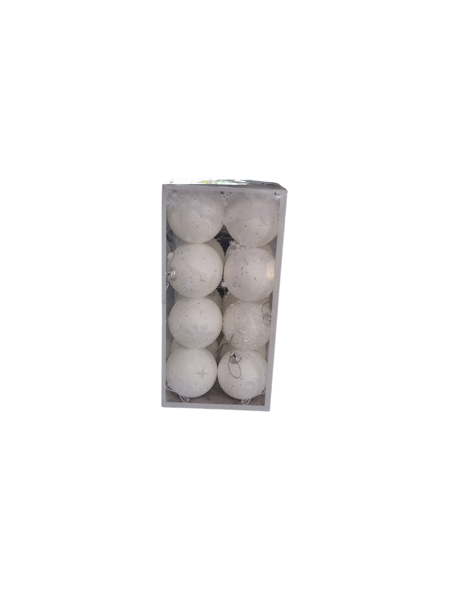 1 Pack 16 White Christmas tree balls