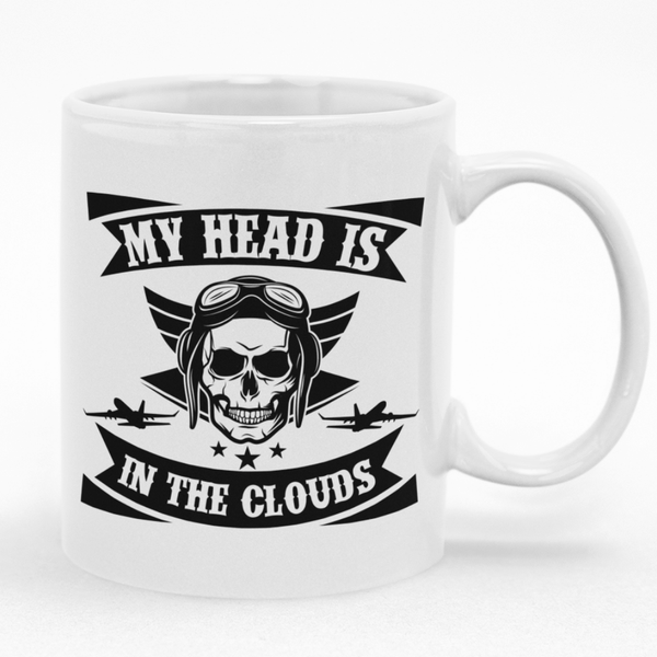 My Head Is In The Clouds Mug - Gift Idea for Pilot Birthday or Christmas